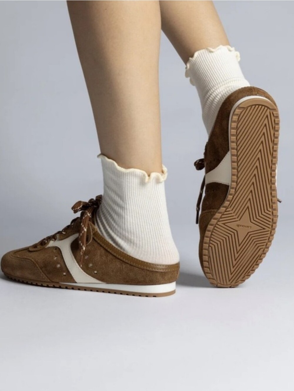 Larroude stella mule brown leather, 9.5 vintage indie trainers flats preppy golf